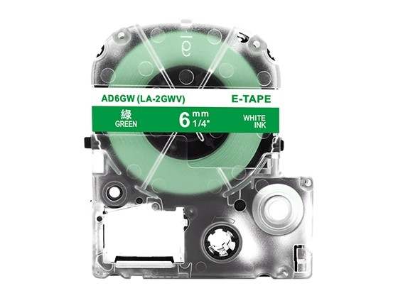 テプラPRO用 互換テープカートリッジ 6mm緑色地白文字 スタンダード粘着テープ 汎用テープ