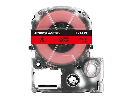 テプラPRO用 互換テープカートリッジ 9mm赤色地黒文字 スタンダード粘着テープ 汎用テープ