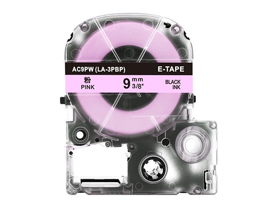 テプラPRO用 互換テープカートリッジ 9mmピンク地黒文字 スタンダード粘着テープ 汎用テープ