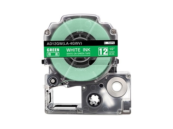 テプラPRO用 互換テープカートリッジ 12mm緑色地白文字 スタンダード粘着テープ 汎用テープ