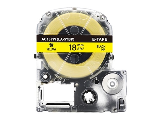 テプラPRO用 互換テープカートリッジ 18mm黄色地黒文字 スタンダード粘着テープ 汎用テープ