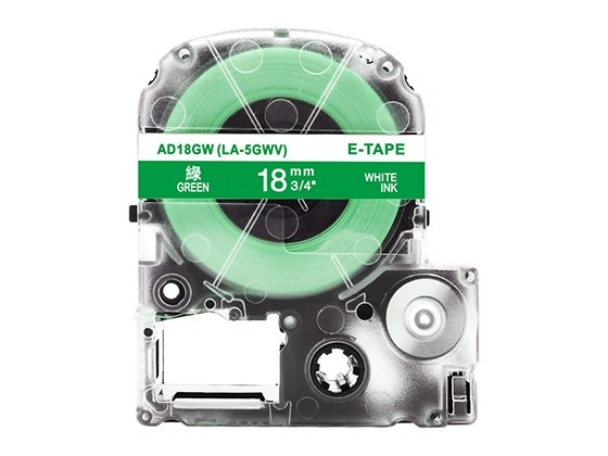 テプラPRO用 互換テープカートリッジ 18mm緑色地白文字 スタンダード粘着テープ 汎用テープ