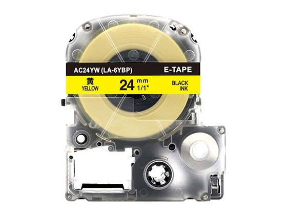 テプラPRO用 互換テープカートリッジ 24mm黄色地黒文字 スタンダード粘着テープ 汎用テープ