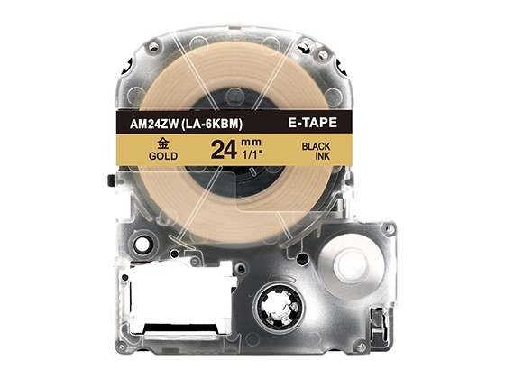 テプラPRO用 互換テープカートリッジ 24mm金色地黒文字 スタンダード粘着テープ 汎用テープ