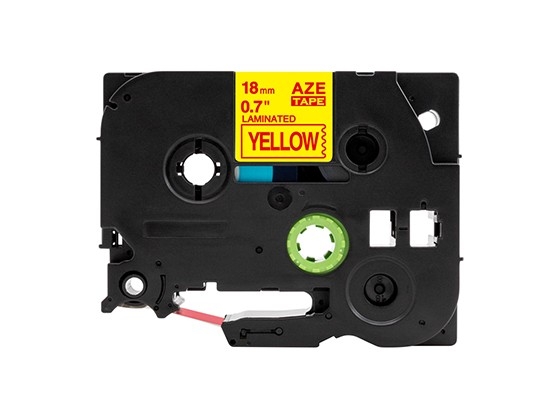 ピータッチキューブ用 互換テープカートリッジ 18mm黄色地赤文字 マイラベル 汎用テープ