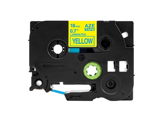 ピータッチキューブ用 互換テープカートリッジ 18mm黄色地青文字 マイラベル 汎用テープ