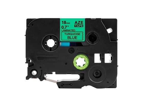 ピータッチキューブ用 互換テープカートリッジ 18mm青緑色地黒文字 マイラベル 汎用テープ
