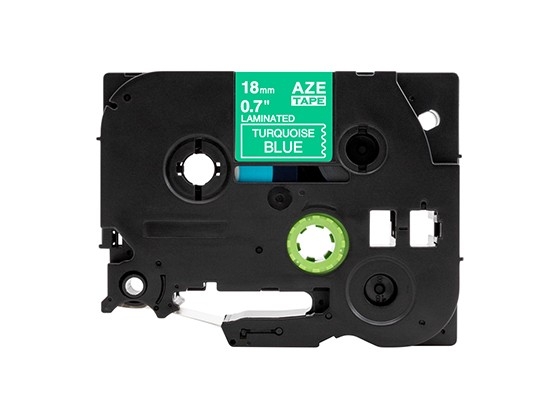 ピータッチキューブ用 互換テープカートリッジ 18mm青緑色地白文字 マイラベル 汎用テープ