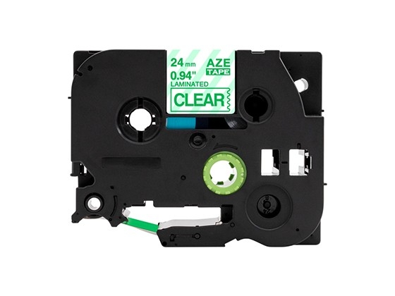 ピータッチキューブ用 互換テープカートリッジ 24mm透明地緑文字 マイラベル 汎用テープ