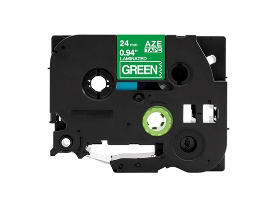 ピータッチキューブ用 互換テープカートリッジ 24mm緑色地白文字 マイラベル 汎用テープ