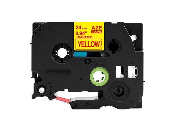 ピータッチキューブ用 互換テープカートリッジ 24mm黄色地赤文字 マイラベル 汎用テープ