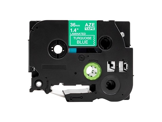ピータッチキューブ用 互換テープカートリッジ 36mm青緑色地白文字 マイラベル 汎用テープ