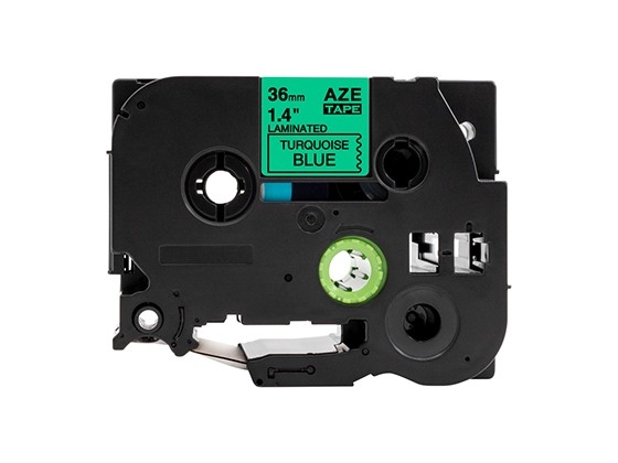 ピータッチキューブ用 互換テープカートリッジ 36mm青緑色地黒文字 マイラベル 汎用テープ
