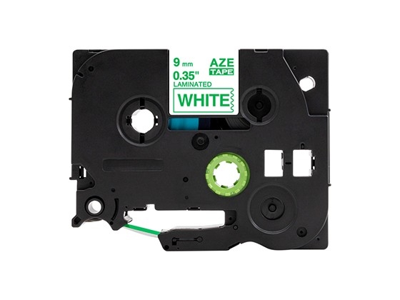 ピータッチキューブ用 互換テープカートリッジ 9mm白色地緑文字 マイラベル 汎用テープ