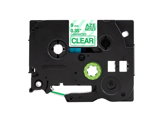 ピータッチキューブ用 互換テープカートリッジ 9mm透明地緑文字 マイラベル 汎用テープ