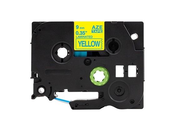 ピータッチキューブ用 互換テープカートリッジ 9mm黄色地青文字 マイラベル 汎用テープ