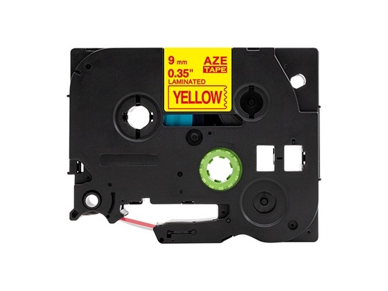 ピータッチキューブ用 互換テープカートリッジ 9mm黄色地赤文字 マイラベル 汎用テープ