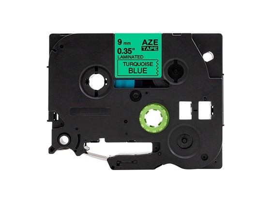 ピータッチキューブ用 互換テープカートリッジ 9mm青緑色地黒文字 マイラベル 汎用テープ