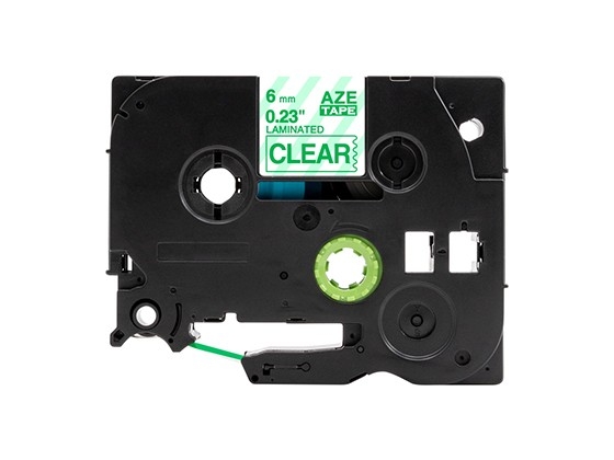 ピータッチキューブ用 互換テープカートリッジ 6mm透明地緑文字 マイラベル 汎用テープ