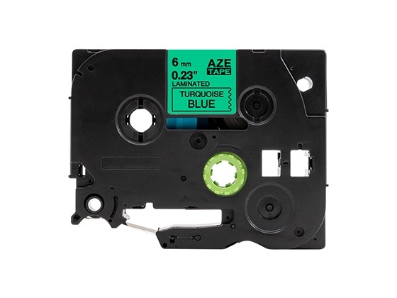 ピータッチキューブ用 互換テープカートリッジ 6mm青緑色地黒文字 マイラベル 汎用テープ