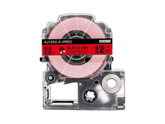テプラPRO用 互換テープカートリッジ 12mm赤色地黒文字 マグネットテープ 汎用テープ