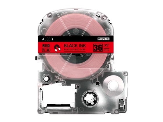 テプラPRO用 互換テープカートリッジ 36mm赤色地黒文字 マグネットテープ 汎用テープ