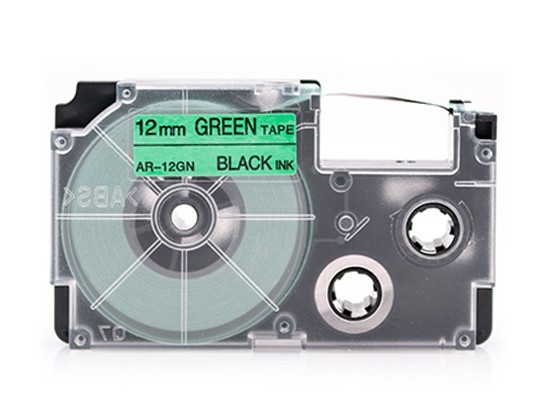 カシオ ネームランド用 互換テープカートリッジ 12mm 緑色地黒文字 マグネットテープ 汎用テープ