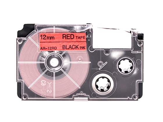 カシオ ネームランド用 互換テープカートリッジ 12mm 赤色地黒文字 マグネットテープ 汎用テープ