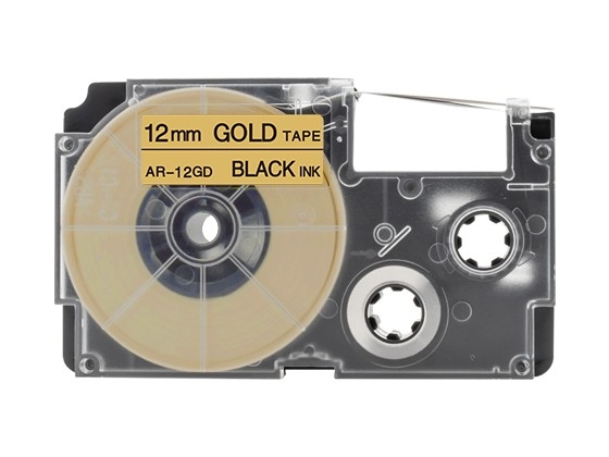 カシオ ネームランド用 互換テープカートリッジ 12mm ゴールデン色地黒文字 マグネットテープ 汎用テープ