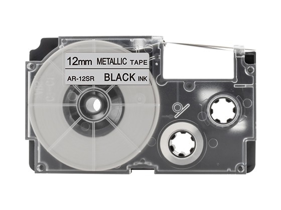 カシオ ネームランド用 互換テープカートリッジ 12mm シルバー色地黒文 マグネットテープ 汎用テープ
