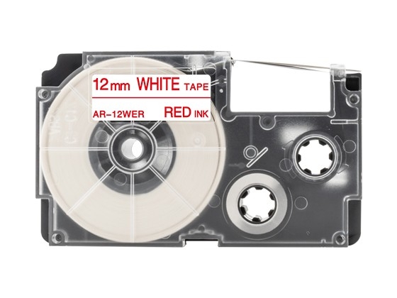 カシオ ネームランド用 互換テープカートリッジ 12mm 白色地赤文字 マグネットテープ 汎用テープ