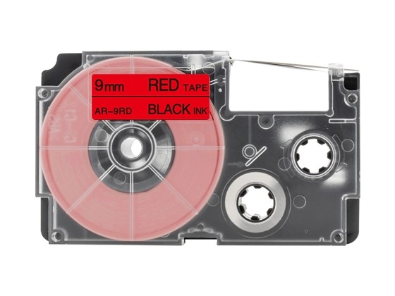 カシオ ネームランド用 互換テープカートリッジ 9mm 赤色地黒文字 マグネットテープ 汎用テープ