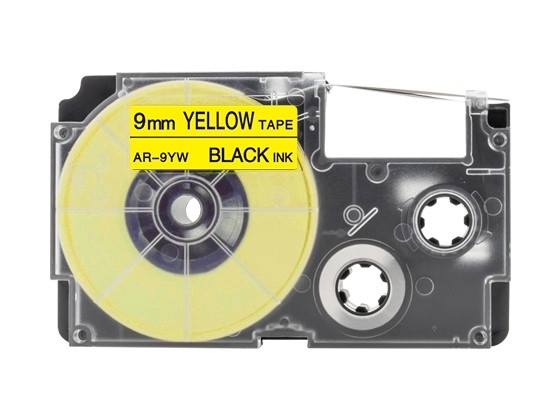 カシオ ネームランド用 互換テープカートリッジ 9mm 黄色地黒文字 マグネットテープ 汎用テープ