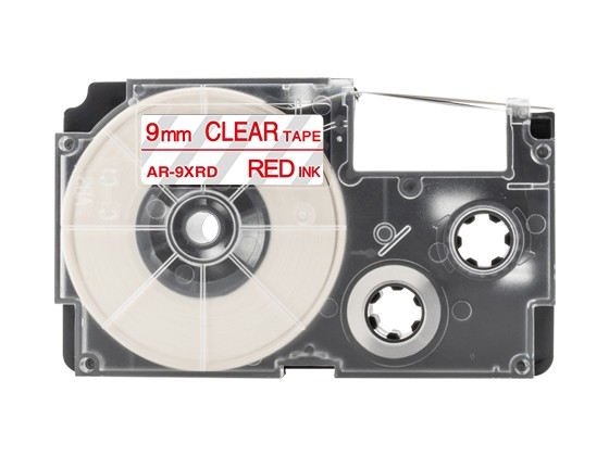 カシオ ネームランド用 互換テープカートリッジ 9mm 透明地赤文字 スタンダード粘着テープ 汎用テープ