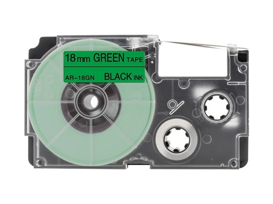 カシオ ネームランド用 互換テープカートリッジ 18mm 緑色地黒文字 スタンダード粘着テープ 汎用テープ