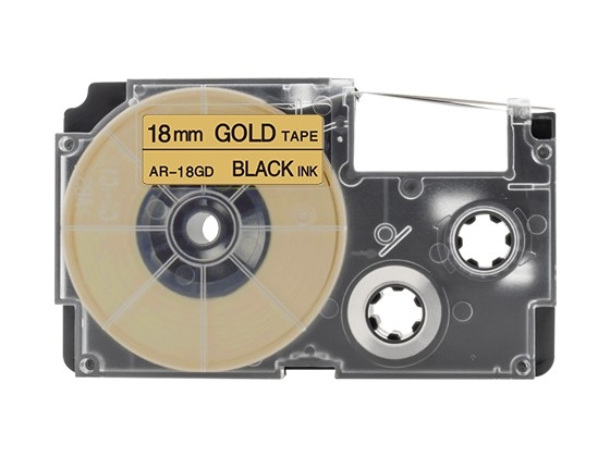 カシオ ネームランド用 互換テープカートリッジ 18mm ゴールデン色地黒文字 スタンダード粘着テープ 汎用テープ