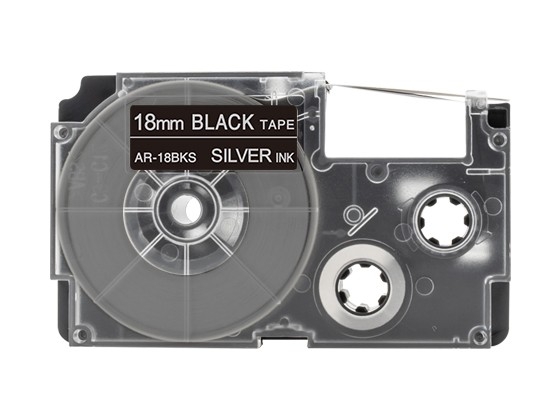 カシオ ネームランド用 互換テープカートリッジ 18mm 黒色地銀文字 スタンダード粘着テープ 汎用テープ
