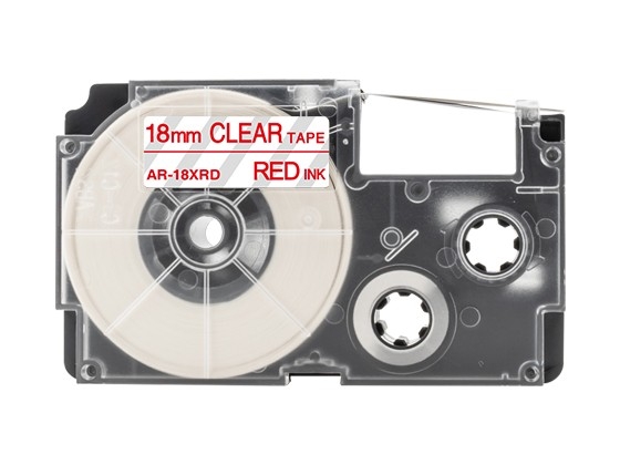 カシオ ネームランド用 互換テープカートリッジ 18mm 透明地赤文字 スタンダード粘着テープ 汎用テープ