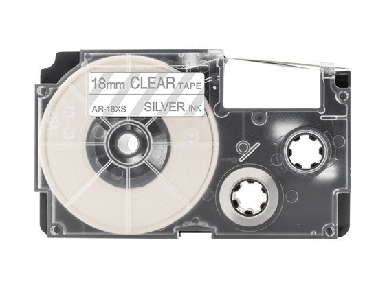 カシオ ネームランド用 互換テープカートリッジ 18mm 透明地銀文字 スタンダード粘着テープ 汎用テープ