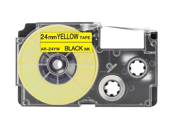 カシオ ネームランド用 互換テープカートリッジ 24mm 黄色地黒文字 スタンダード粘着テープ 汎用テープ