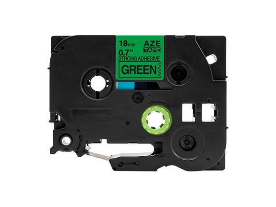 ピータッチキューブ用 互換テープカートリッジ 18mm緑色地黒文字 強粘着テープ 汎用テープ