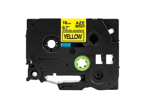 ピータッチキューブ用 互換テープカートリッジ 18mm黄色地黒文字 強粘着テープ 汎用テープ