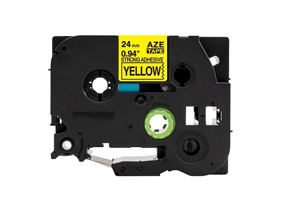 ピータッチキューブ用 互換テープカートリッジ 24mm黄色地黒文字 強粘着テープ 汎用テープ