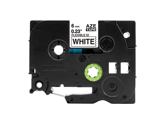 ピータッチキューブ用 互換テープカートリッジ 6mm白色地黒文字 ケーブル＆ワイヤー/フレキシブルID`テープ 汎用テープ