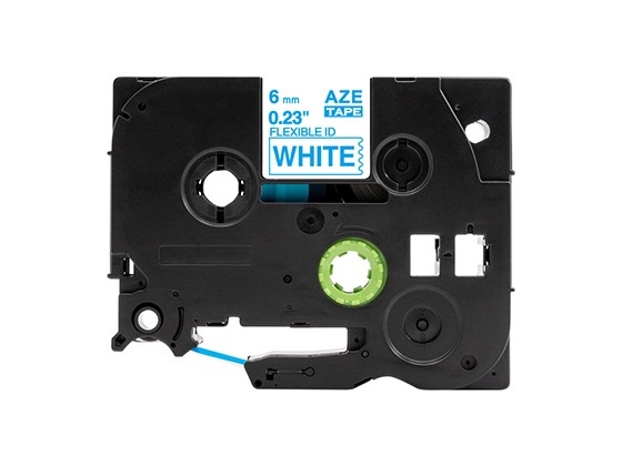 ピータッチキューブ用 互換テープカートリッジ 6mm白色地青文字 ケーブル＆ワイヤー/フレキシブルID`テープ 汎用テープ