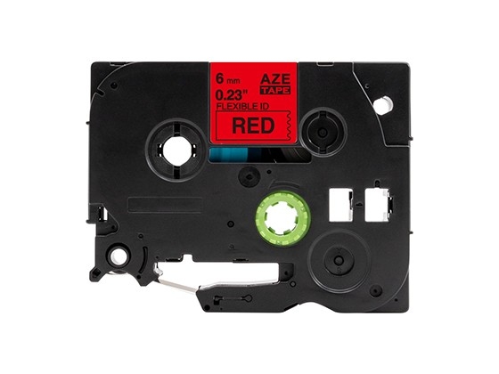 ピータッチキューブ用 互換テープカートリッジ 6mm赤色地黒文字 ケーブル＆ワイヤー/フレキシブルID`テープ 汎用テープ