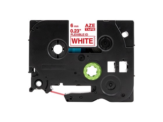 ピータッチキューブ用 互換テープカートリッジ 6mm白色地赤文字 ケーブル＆ワイヤー/フレキシブルID`テープ 汎用テープ