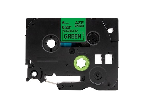 ピータッチキューブ用 互換テープカートリッジ 6mm緑色地黒文字 ケーブル＆ワイヤー/フレキシブルID`テープ 汎用テープ
