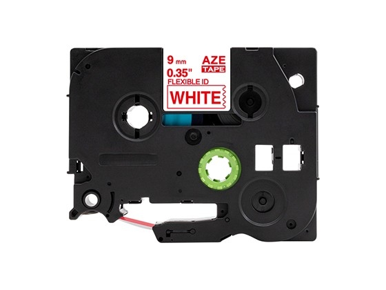 ピータッチキューブ用 互換テープカートリッジ 9mm白色地赤文字 ケーブル＆ワイヤー/フレキシブルID`テープ 汎用テープ