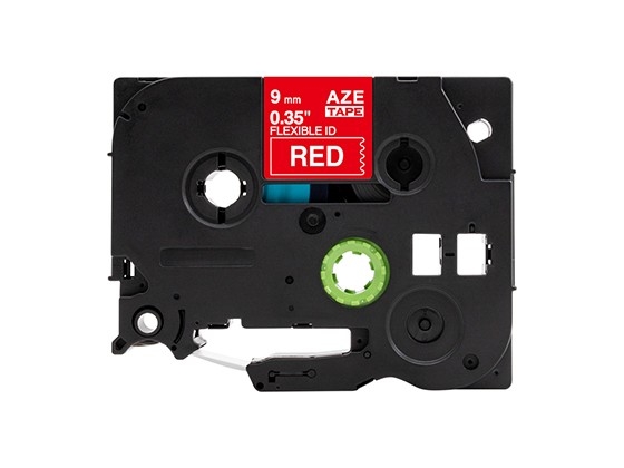 ピータッチキューブ用 互換テープカートリッジ 9mm赤色地白文字 ケーブル＆ワイヤー/フレキシブルID`テープ 汎用テープ